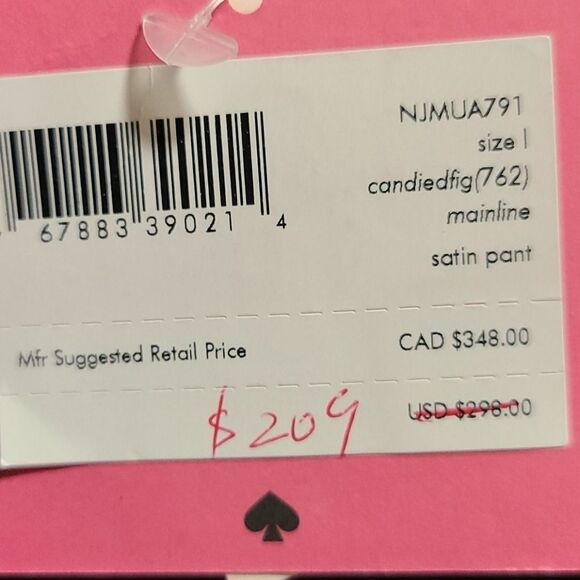 Kate Spade Candied Fig Satin Pant Maroon - Picture 6 of 8